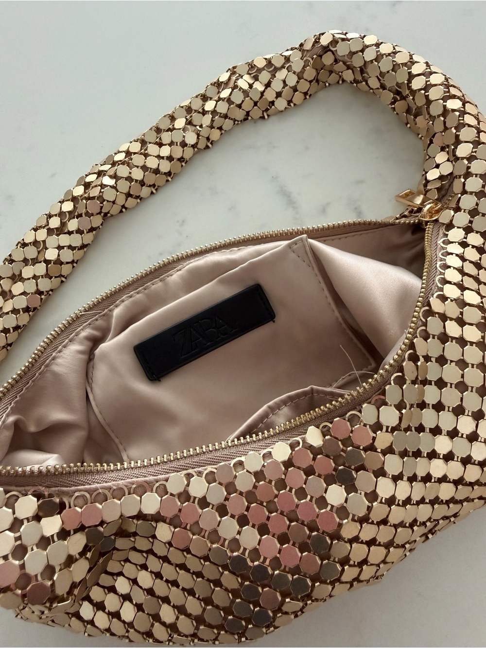 Zara Gold Chain Mail Mini Hobo Bag - Picture 2 of 2